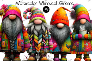 Watercolor Whimsical Gnome Clipart, an Illustration by DreamArtGraphic