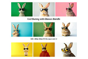 Funny Easter bunnies with glasses, an Animal Photo by VetalStock