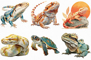 Watercolor Reptile Clipart Bundle, an Illustration by Craft Nest (Thumbnail 4 of 6)