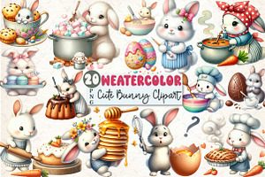 Eastertime Cooking Bunny Clipart, an Illustration by Rose Art