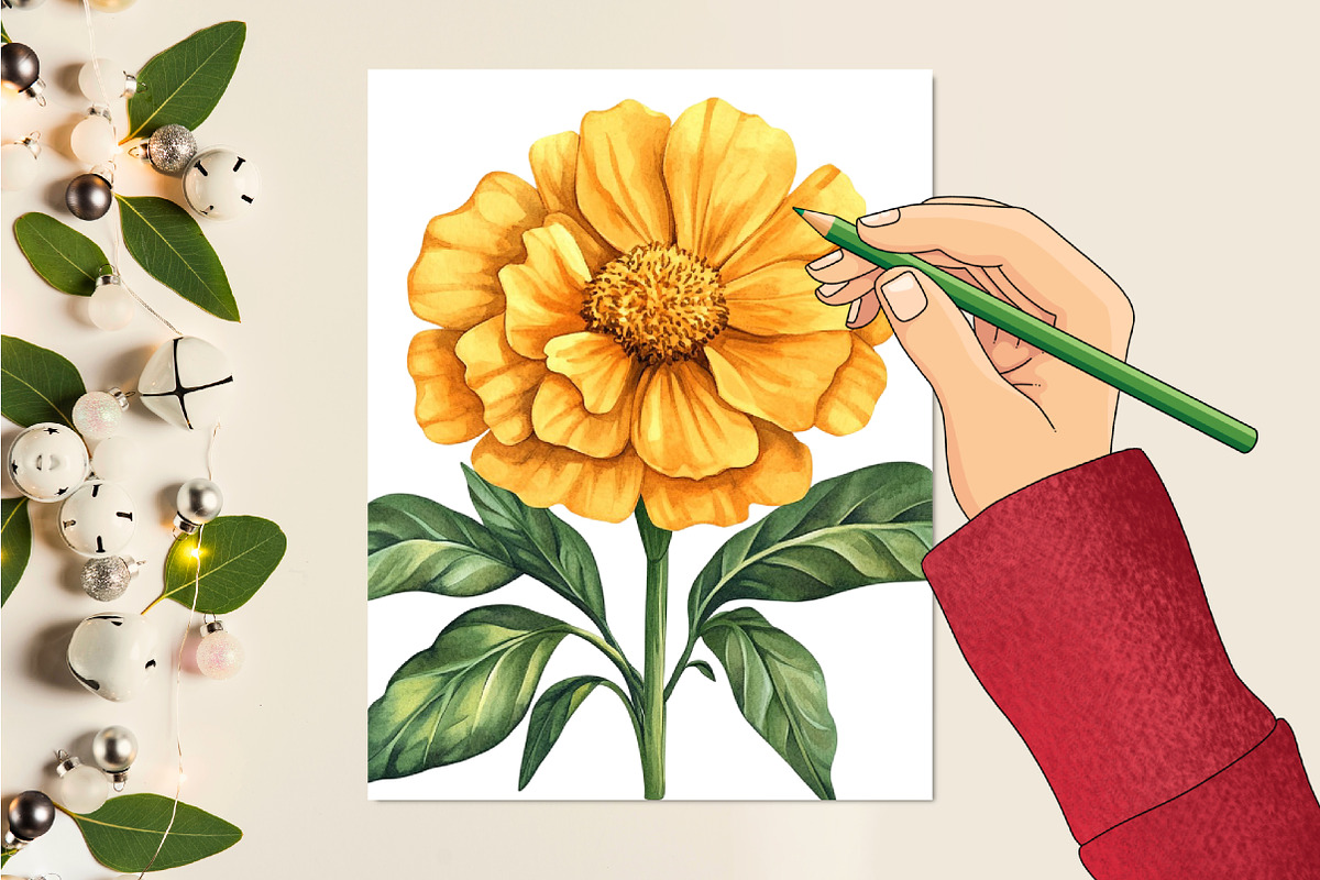 Marigold Flower Bloom Clipart, an Illustration by Rose Art (Photo 6 of 8)