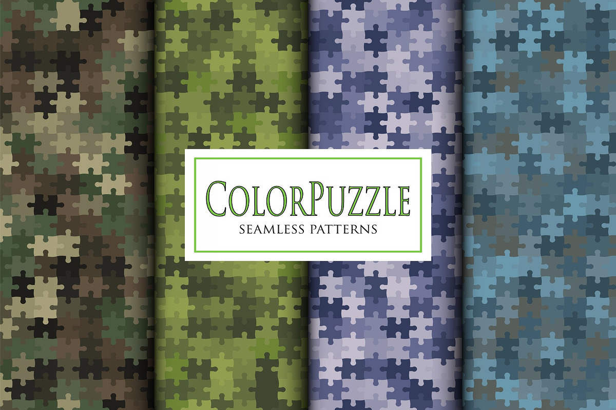 Vector jigsaw puzzle mozaic camo set, a Pattern Graphic by ArchonDigitalShop (Photo 3 of 9)
