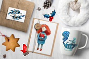 Winter Girl watercolor clipart set, an Illustration by Ekaterina Goncharova (Thumbnail 3 of 4)