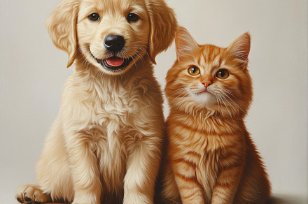 Golden Retriever Puppy and Ginger Ki, an Animal Photo by Pixeness