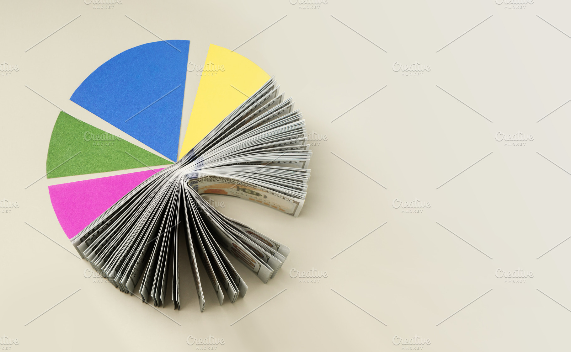 US dollar Pie Chart representing Smart portfolio allocation betw, a Photo by salmon.black