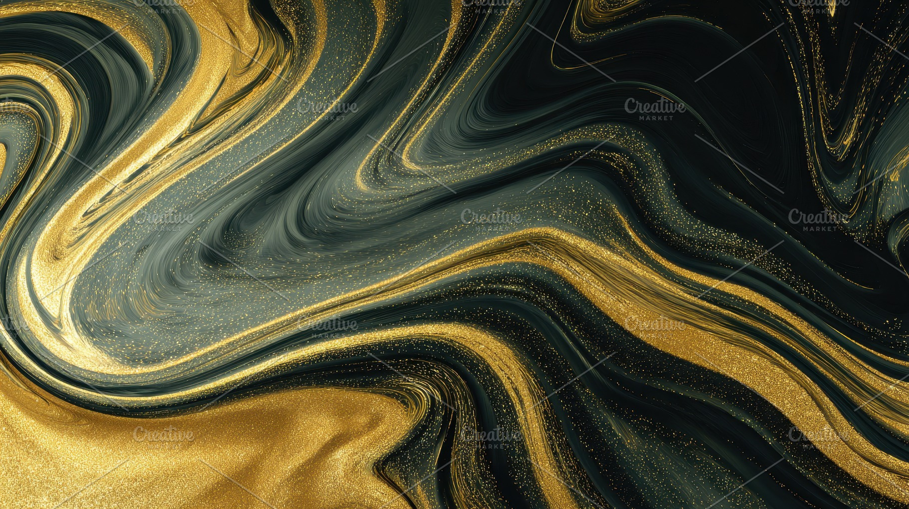 Black and gold colors flow together, a Photo by Pavel_design