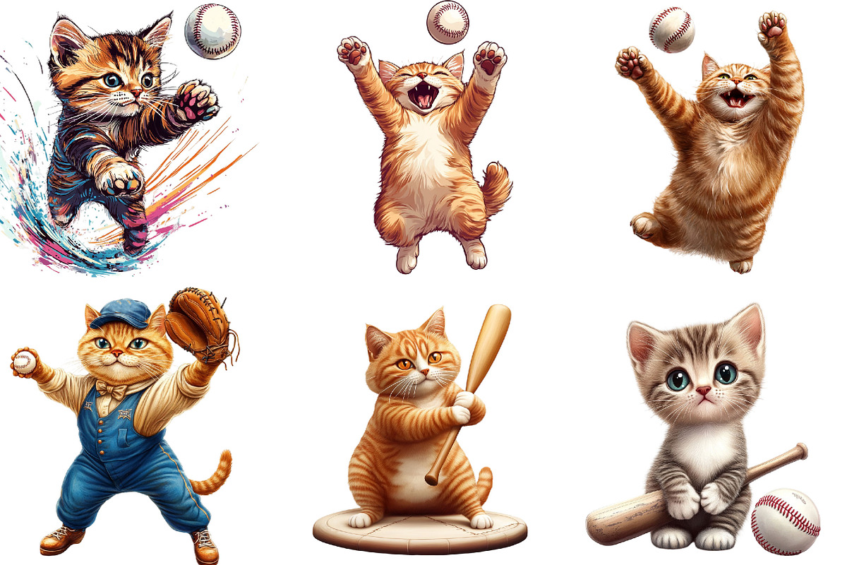 Cat Baseball Clipart, an Illustration by Designking (Photo 5 of 5)