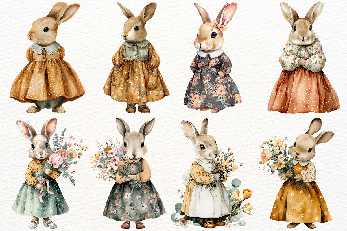 Vintage Easter Bunny PNG Clipart, an Animal Illustration by SugarCloudStudioArt (Photo 4 of 6)