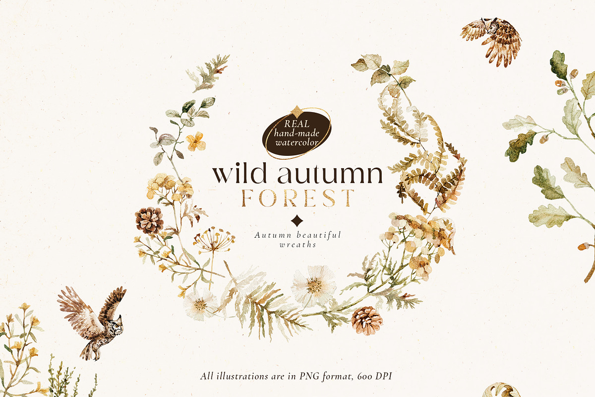 Wild autumn forest - watercolor fall, an Animal Illustration by Pamyatka Shop (Photo 11 of 16)