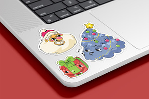 Retro Christmas 11 Sticker Set