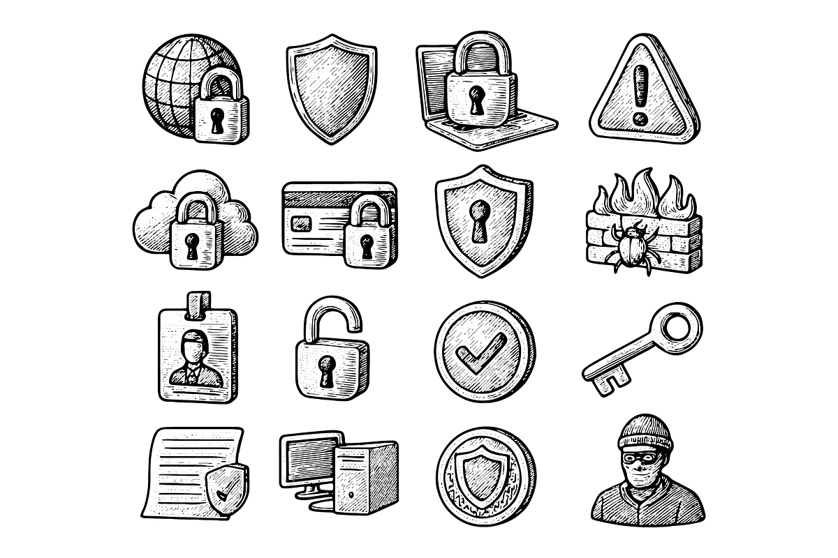 Cyber Security Icons Set, an Object Graphic by nikagraphic