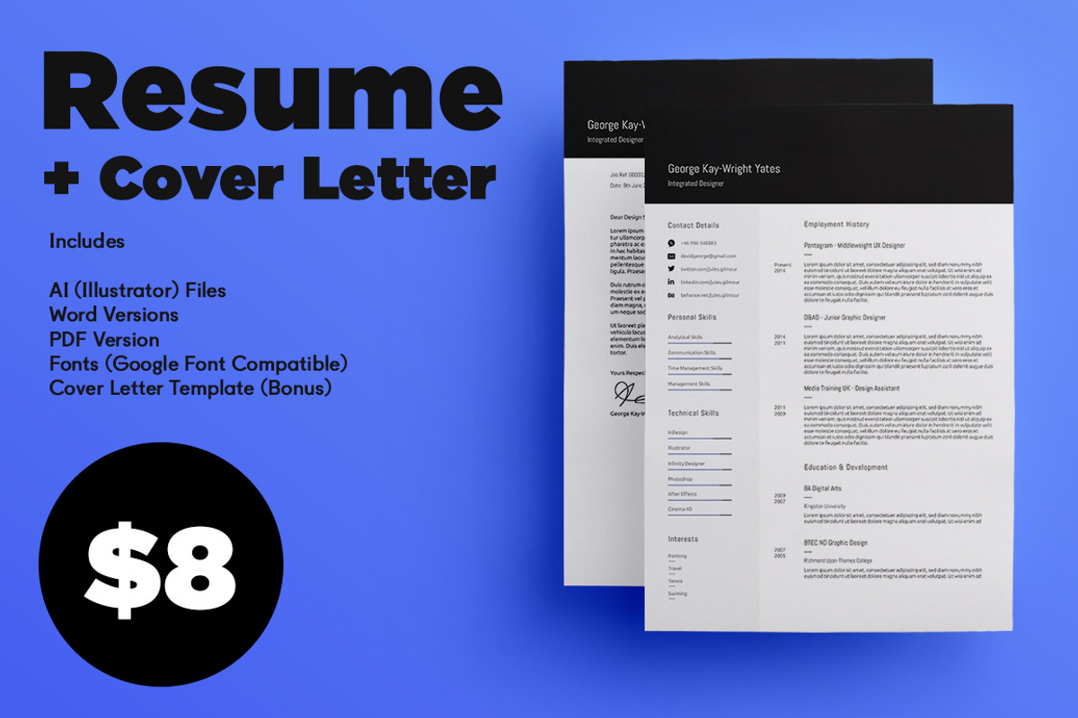Sensible CV/Resume + Cover Letter, a Resume Template by designed by rich (Photo 2 of 5)