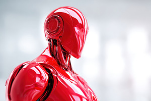 Futuristic robot head in side view, a Technology Photo by AlyaAnd