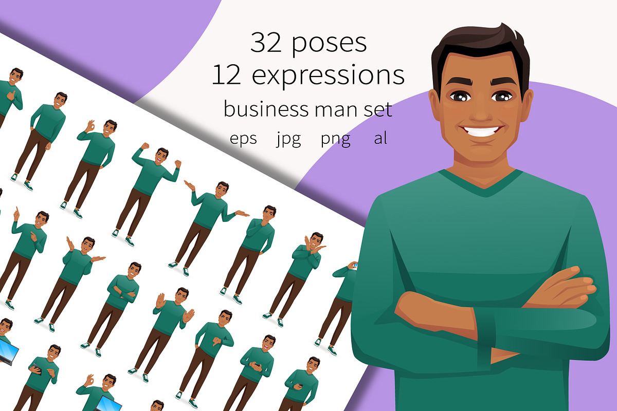 Casual business man set, a Person Illustration by Volha Hlinskaya (Photo 1 of 5)