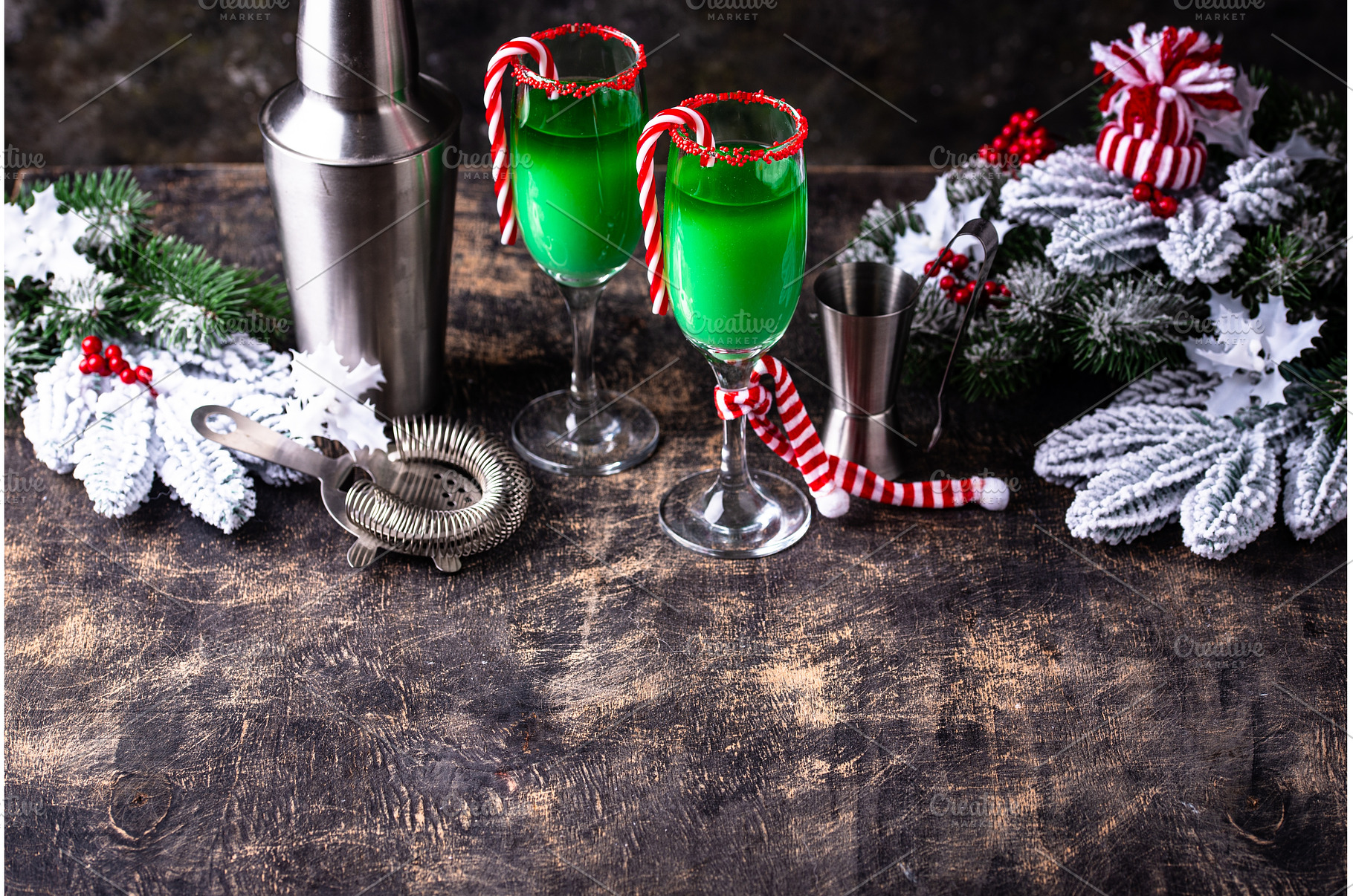 Christmas green cocktail punch with, a Food & Drink Photo by Yulia Furman