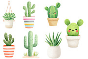 Watercolor succulent cactus clipart, an Illustration by Designworld (Thumbnail 5 of 5)