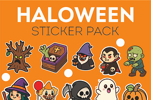 Cute Halloween sticker pack, a Graphic by Dikdoots