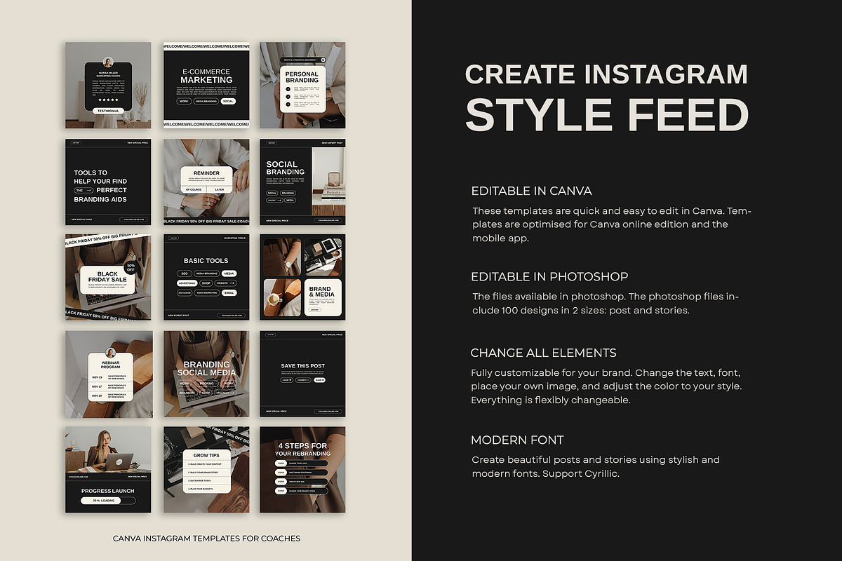 Coaching Instagram Templates Canva Photoshop