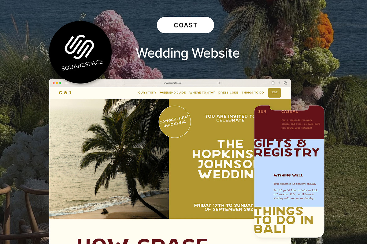 Tropical Destination Wedding Website, a Squarespace Template by WebInAWeek (Photo 1 of 6)