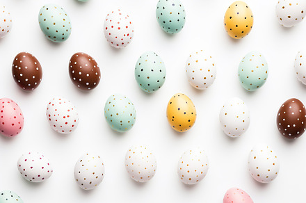 Colorful easter eggs on white background, a Holiday Photo by AlyaAnd