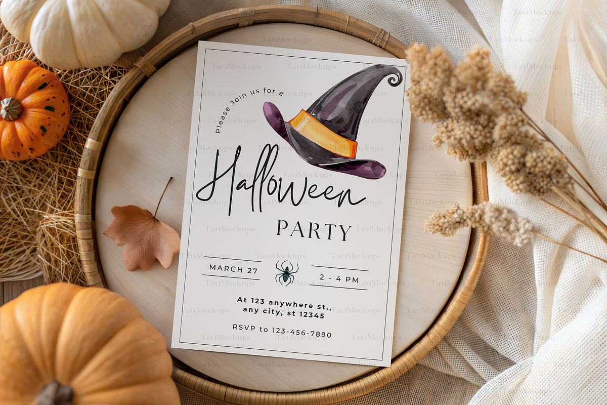 Autumn Pumpkins Invitation Mockup, an Advertising Mockup by TatiMockup (Photo 4 of 4)