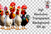 10 Funny Chickens Group PNG Clipart, an Illustration by Clipart Bloom (Thumbnail 11 of 12)