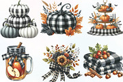 Black Gingham Autumn Clipart, an Illustration by CraftArtStudio (Thumbnail 2 of 6)
