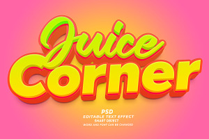 Juice Corner 3D Editable Text PSD, a Layer Style Add-On by TrueVector