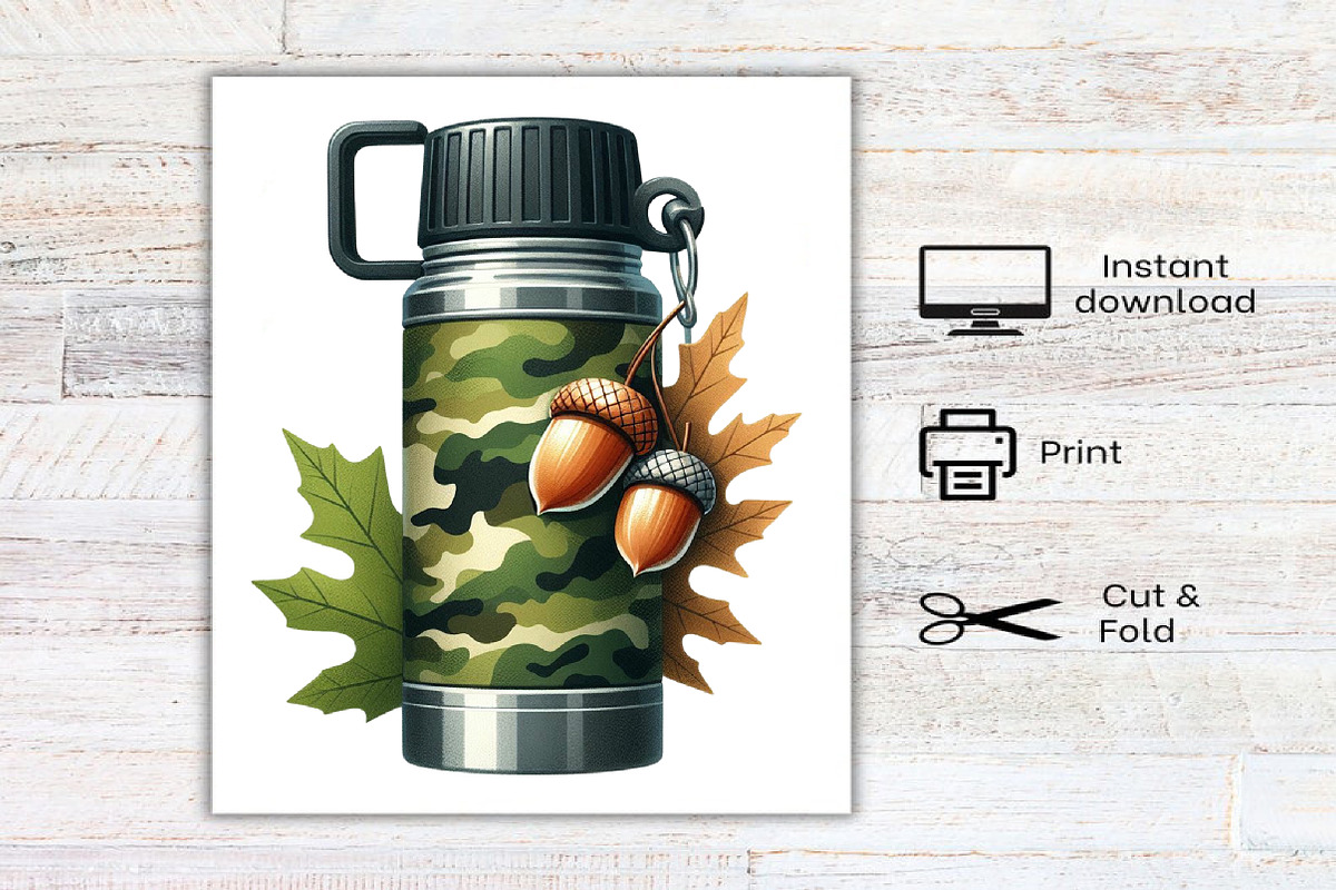 Watercolor Camouflage Autumn Clipart, a Seasonal Illustration by Canvas Craft (Photo 8 of 8)