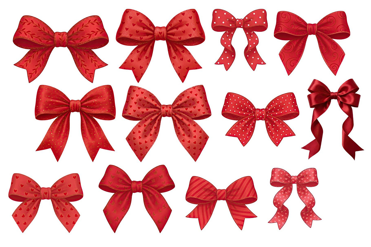 Red Textured Bows Mega Bundle, a Decorative Illustration by Stellalunarts (Photo 19 of 23)