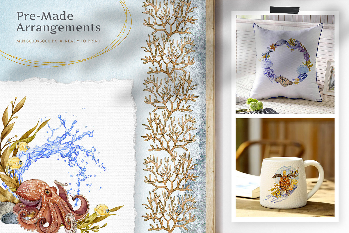 Sea Life Watercolor Clipart Set, an Animal Illustration by AnitaPol (Photo 5 of 16)