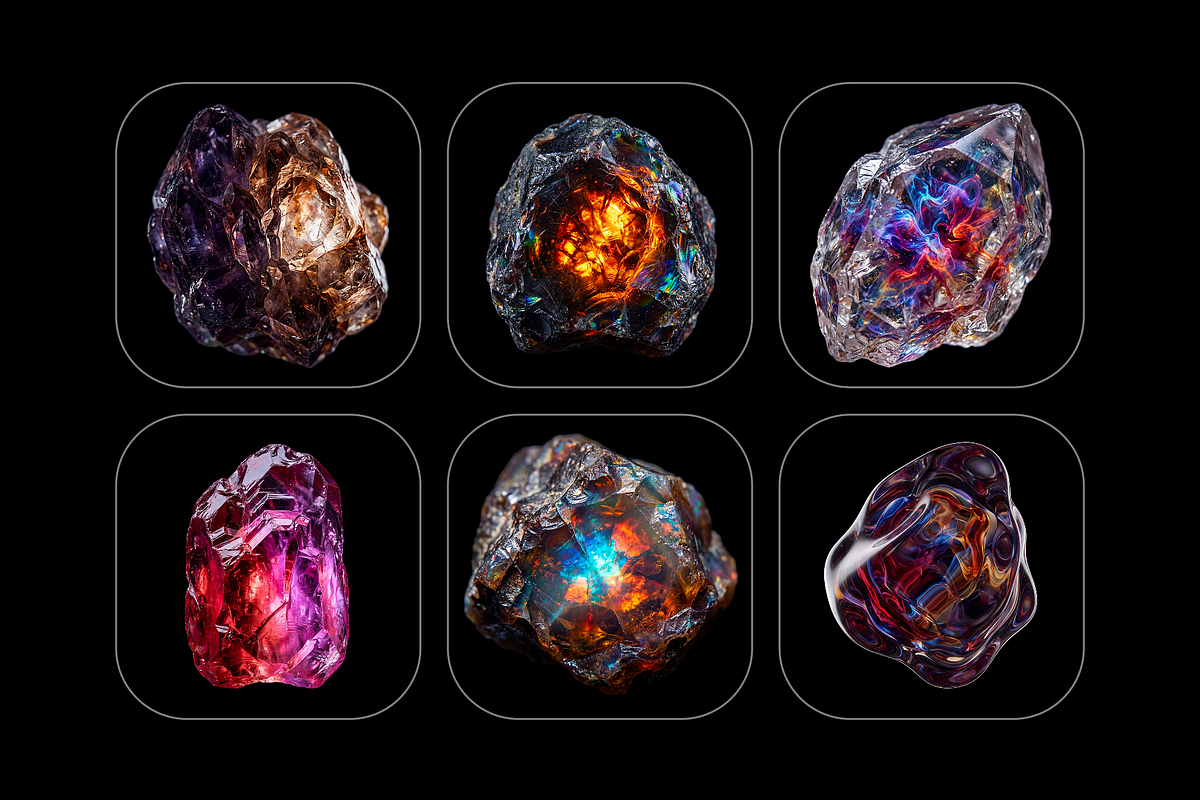 Astral Gemstones Pack – 24 Cosmic Crystal PNG Elements