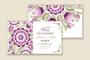 Set Of Invitation And Patterns