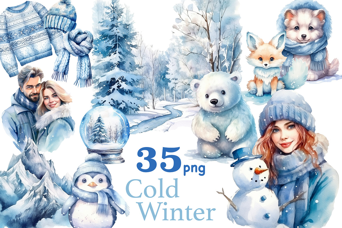Cold Winter Clipart | Outside Winter, a Person Illustration by GlamArtZhanna (Photo 1 of 5)