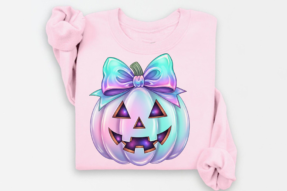 Iridescent Ghost Pumpkin PNG T-Shirt, an Illustration by Watercolor design (Photo 2 of 3)