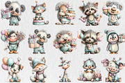 Whimsical Birthday Animal Clipart, a Seasonal Illustration by Rose Art (Thumbnail 3 of 6)