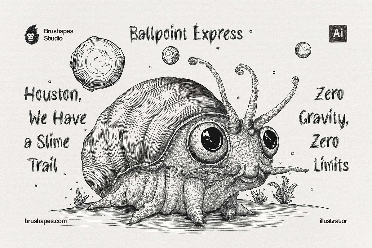 Ballpoint Pen Illustrator Brushes, a Brush Add-On by brushapes.com (Photo 4 of 10)