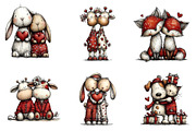 Whimsical Valentine Animal Couples, an Illustration by CreationArt (Thumbnail 2 of 6)