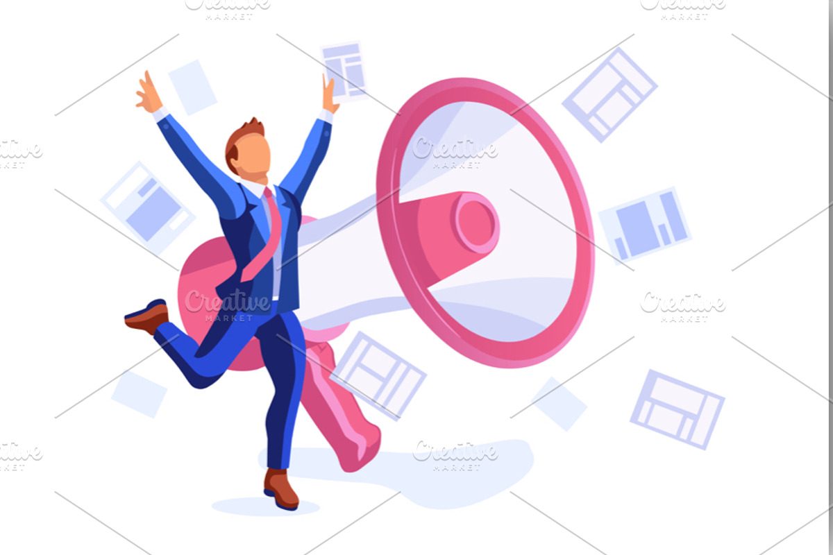 Big Advertising Concept, a Person Illustration by Aurielaki Stock Images