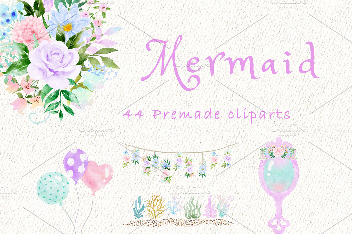 Mermaid baby clipart, an Animal Illustration by heyiamalice (Photo 4 of 13)