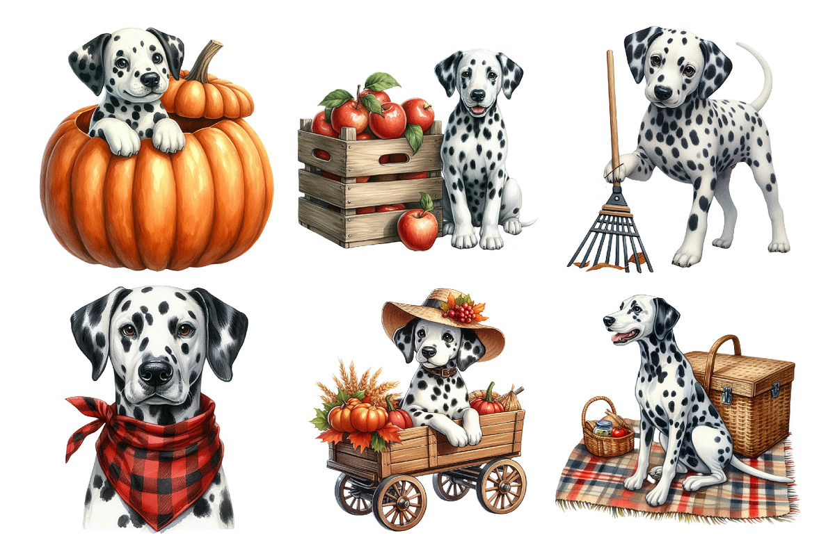 Autumn Dalmatian Dog Clipart Bundle, an Illustration by Daily.Designs (Photo 4 of 5)