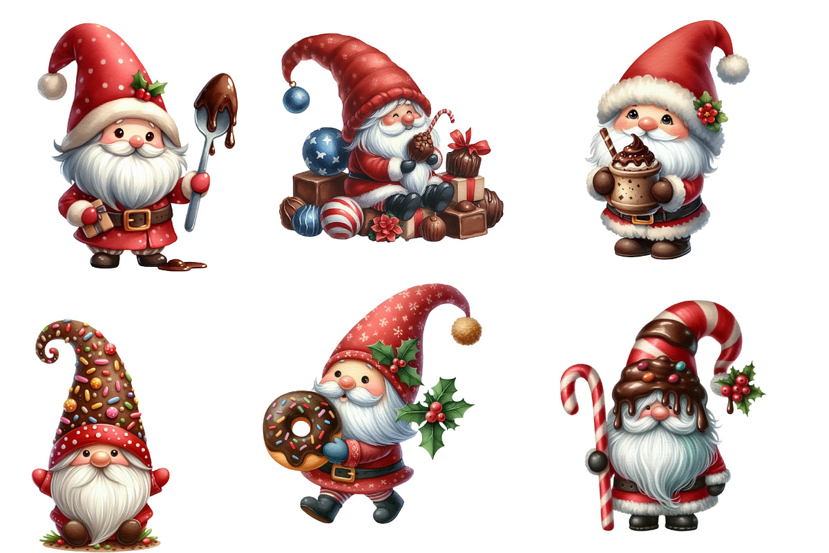 Christmas  Gnome Clipart Bundle, an Illustration by Designworld (Photo 2 of 5)