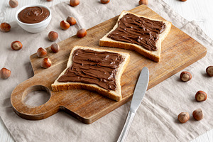 Homemade Chocolate Hazelnut Toast, side view., a Food & Drink Photo by LiudmylaChuhunova