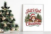 Just a Girl Who Loves Christmas PNG, a Seasonal Illustration by DreamPrint404 (Thumbnail 5 of 6)