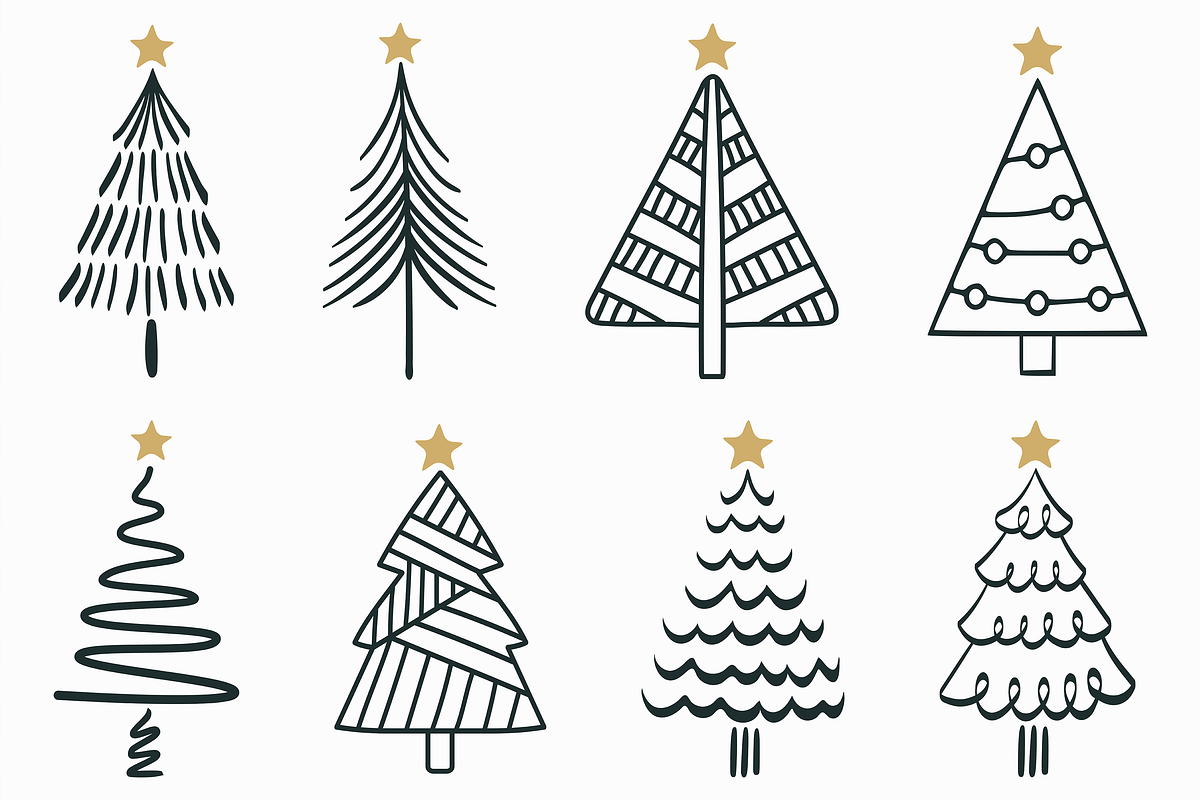 Whimsical Christmas Tree Doodle, a Seasonal Illustration by Kusumaillustration (Photo 10 of 14)