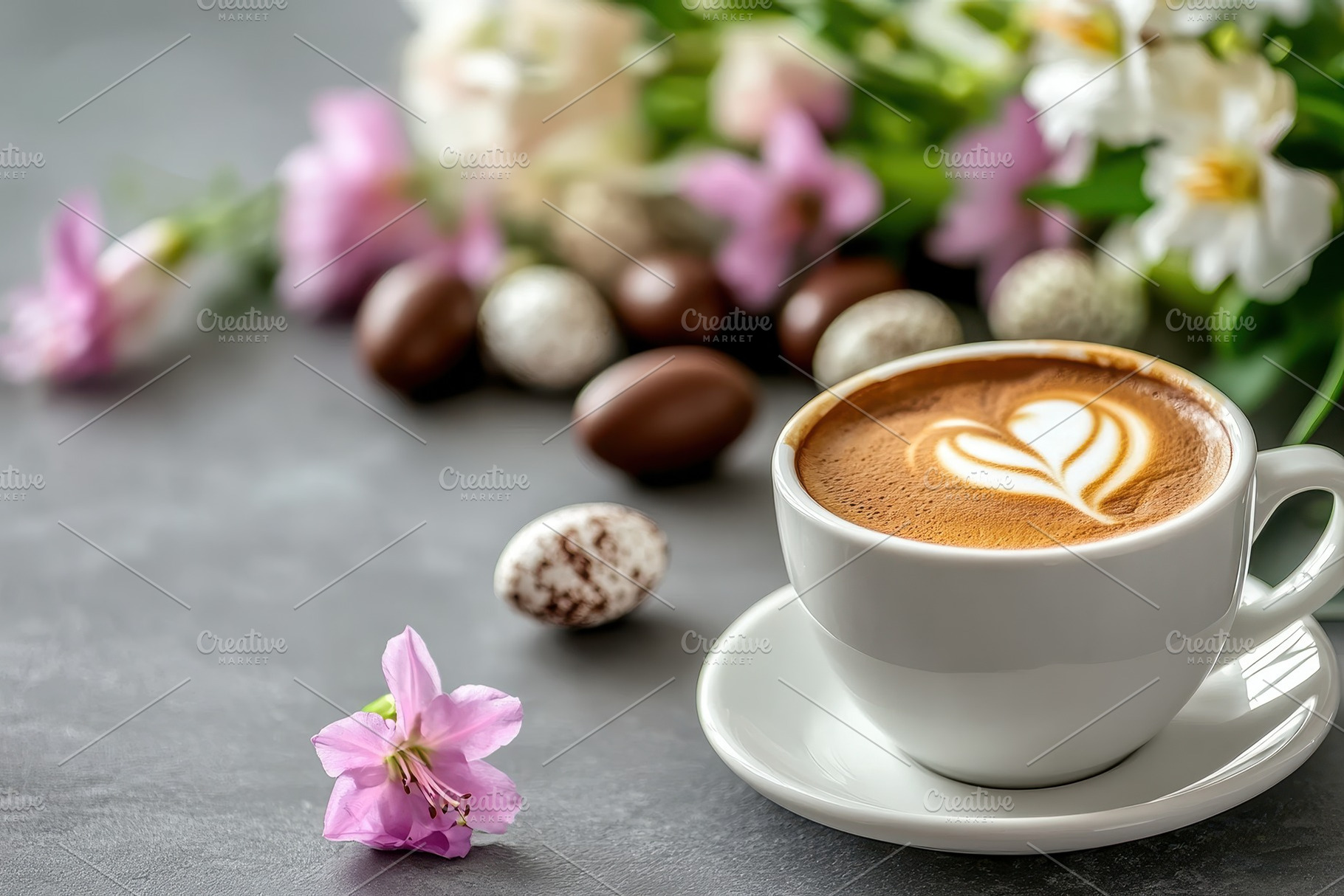 Coffee cup with heart latte art, a Photo by Pavel_design