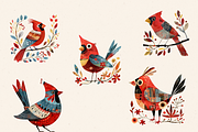 FOLK ART BIRDS CLIPART PACK, an Animal Illustration by Daring Digies (Thumbnail 5 of 10)