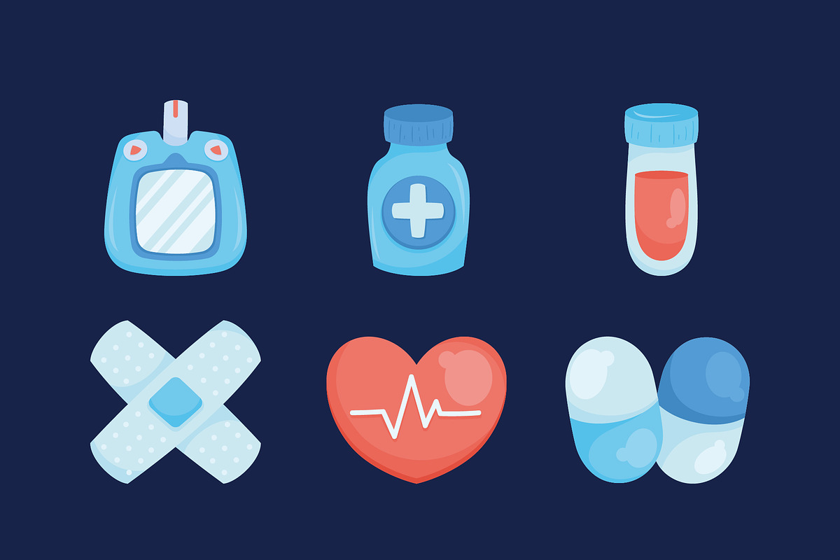 Diabetes Medical Health Icons Set preview 3