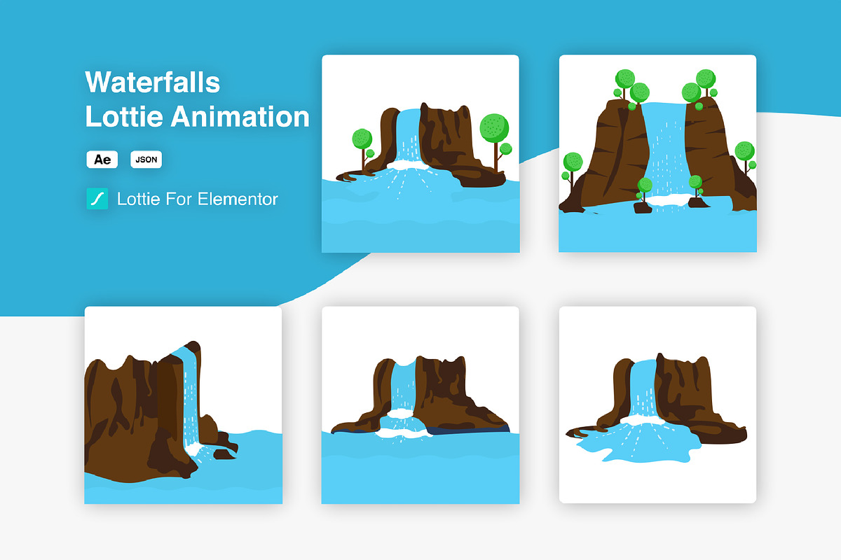 Waterfalls Lottie Animation Pack, an App Template by smrony (Photo 1 of 2)