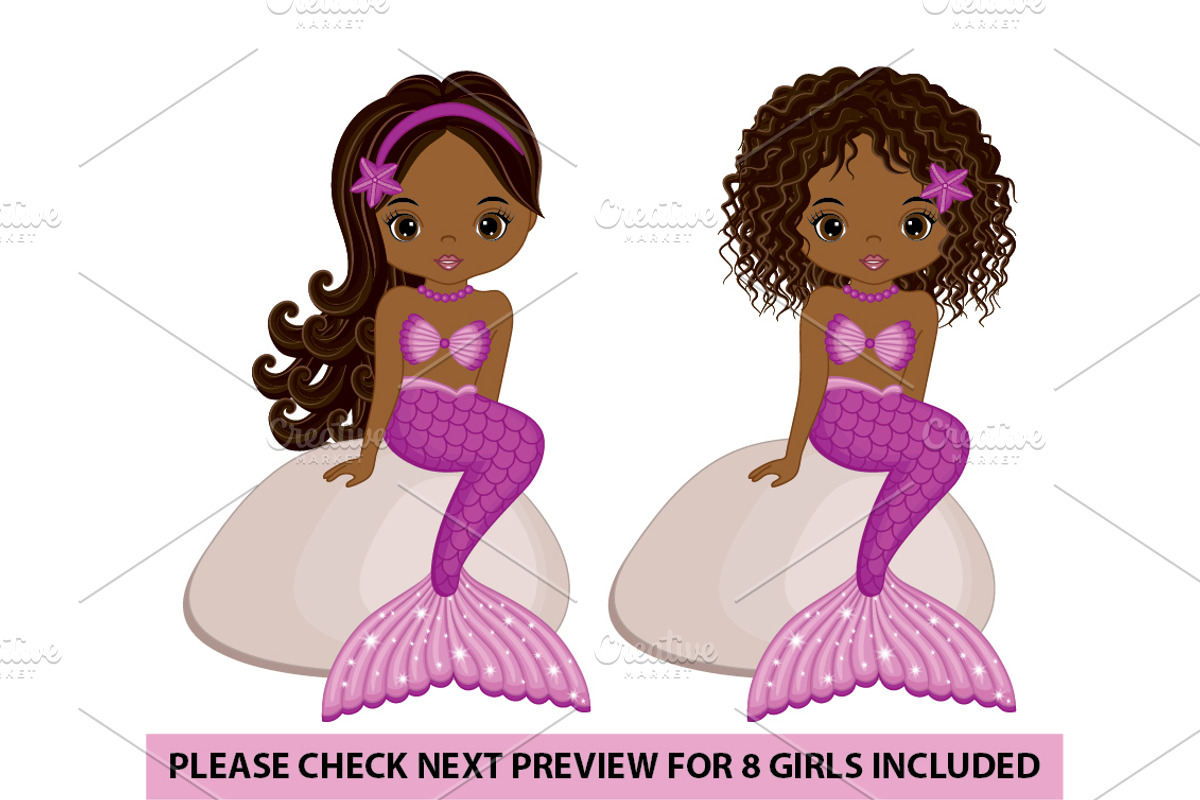 Vector Beautiful Mermaid Clipart, an Illustration by TheCreativeMill (Photo 4 of 6)